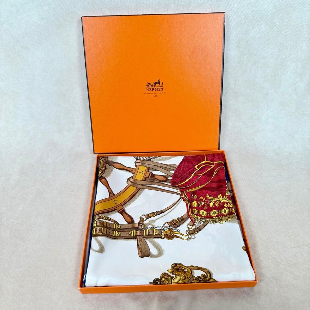 Hermès Musée Silk Scarf Carré 90 Philippe Ledoux Blue Nautical With Box - Picture 15 of 15